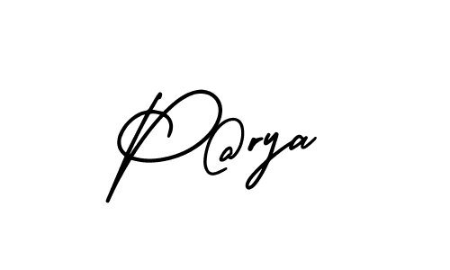 Use a signature maker to create a handwritten signature online. With this signature software, you can design (AmerikaSignatureDemo-Regular) your own signature for name P@rya. P@rya signature style 3 images and pictures png