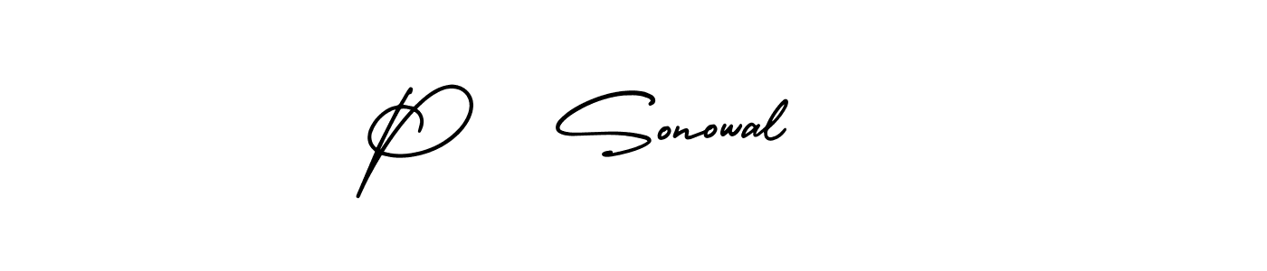 How to Draw P   Sonowal    signature style? AmerikaSignatureDemo-Regular is a latest design signature styles for name P   Sonowal   . P   Sonowal    signature style 3 images and pictures png