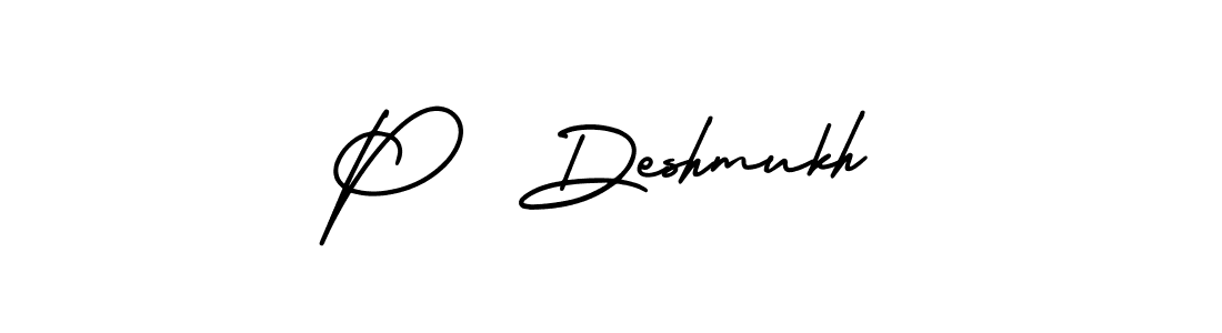 How to make P  Deshmukh name signature. Use AmerikaSignatureDemo-Regular style for creating short signs online. This is the latest handwritten sign. P  Deshmukh signature style 3 images and pictures png
