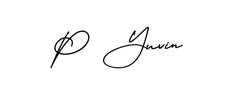 AmerikaSignatureDemo-Regular is a professional signature style that is perfect for those who want to add a touch of class to their signature. It is also a great choice for those who want to make their signature more unique. Get P  Yuvin name to fancy signature for free. P  Yuvin signature style 3 images and pictures png