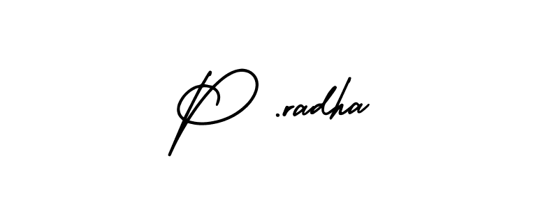 How to make P .radha name signature. Use AmerikaSignatureDemo-Regular style for creating short signs online. This is the latest handwritten sign. P .radha signature style 3 images and pictures png