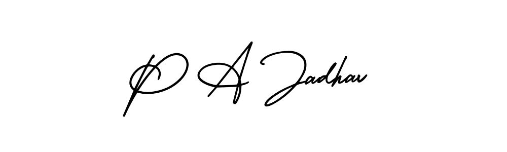 How to make P A Jadhav signature? AmerikaSignatureDemo-Regular is a professional autograph style. Create handwritten signature for P A Jadhav name. P A Jadhav signature style 3 images and pictures png