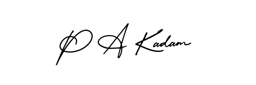 Design your own signature with our free online signature maker. With this signature software, you can create a handwritten (AmerikaSignatureDemo-Regular) signature for name P A Kadam. P A Kadam signature style 3 images and pictures png