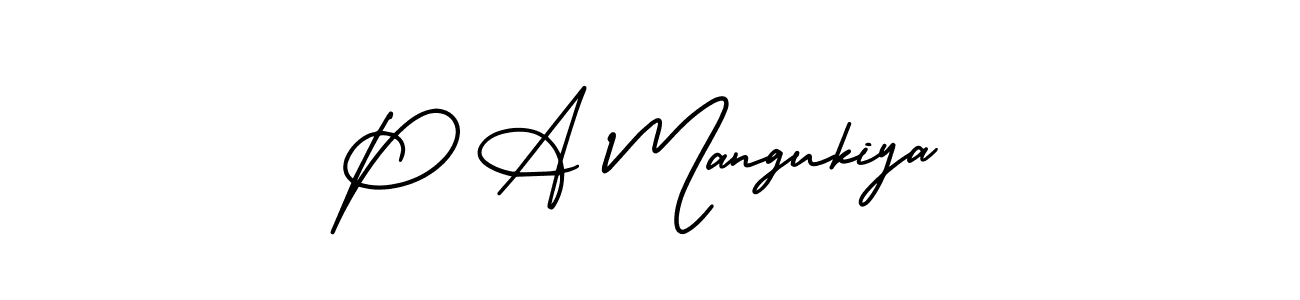 P A Mangukiya stylish signature style. Best Handwritten Sign (AmerikaSignatureDemo-Regular) for my name. Handwritten Signature Collection Ideas for my name P A Mangukiya. P A Mangukiya signature style 3 images and pictures png