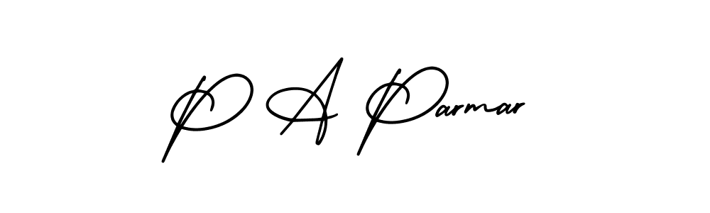 How to make P A Parmar name signature. Use AmerikaSignatureDemo-Regular style for creating short signs online. This is the latest handwritten sign. P A Parmar signature style 3 images and pictures png
