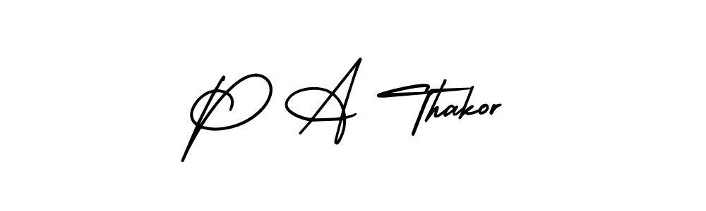 Design your own signature with our free online signature maker. With this signature software, you can create a handwritten (AmerikaSignatureDemo-Regular) signature for name P A Thakor. P A Thakor signature style 3 images and pictures png