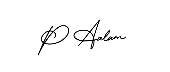 Design your own signature with our free online signature maker. With this signature software, you can create a handwritten (AmerikaSignatureDemo-Regular) signature for name P Aalam. P Aalam signature style 3 images and pictures png