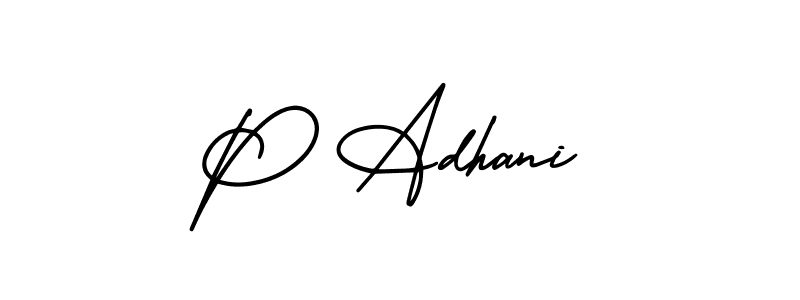 Make a beautiful signature design for name P Adhani. With this signature (AmerikaSignatureDemo-Regular) style, you can create a handwritten signature for free. P Adhani signature style 3 images and pictures png