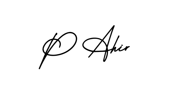 Similarly AmerikaSignatureDemo-Regular is the best handwritten signature design. Signature creator online .You can use it as an online autograph creator for name P Ahir. P Ahir signature style 3 images and pictures png