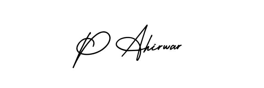 Make a beautiful signature design for name P Ahirwar. With this signature (AmerikaSignatureDemo-Regular) style, you can create a handwritten signature for free. P Ahirwar signature style 3 images and pictures png