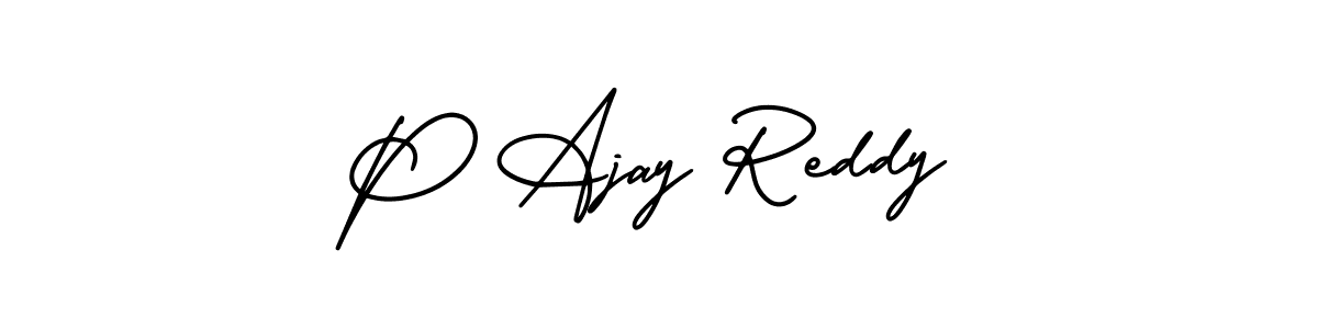 The best way (AmerikaSignatureDemo-Regular) to make a short signature is to pick only two or three words in your name. The name P Ajay Reddy include a total of six letters. For converting this name. P Ajay Reddy signature style 3 images and pictures png