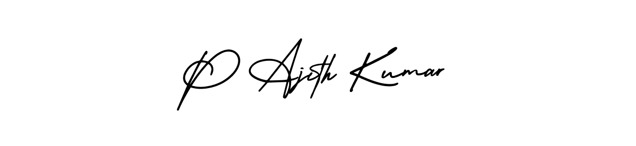 Also we have P Ajith Kumar name is the best signature style. Create professional handwritten signature collection using AmerikaSignatureDemo-Regular autograph style. P Ajith Kumar signature style 3 images and pictures png