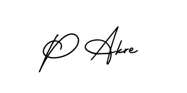 Design your own signature with our free online signature maker. With this signature software, you can create a handwritten (AmerikaSignatureDemo-Regular) signature for name P Akre. P Akre signature style 3 images and pictures png