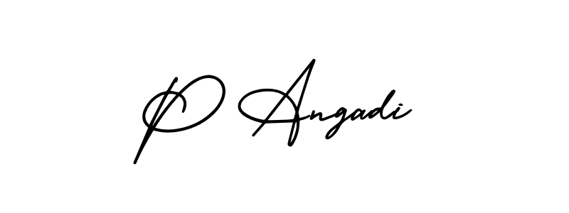 Design your own signature with our free online signature maker. With this signature software, you can create a handwritten (AmerikaSignatureDemo-Regular) signature for name P Angadi. P Angadi signature style 3 images and pictures png