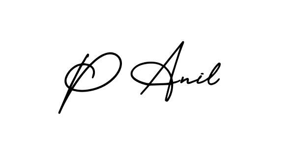 How to make P Anil name signature. Use AmerikaSignatureDemo-Regular style for creating short signs online. This is the latest handwritten sign. P Anil signature style 3 images and pictures png