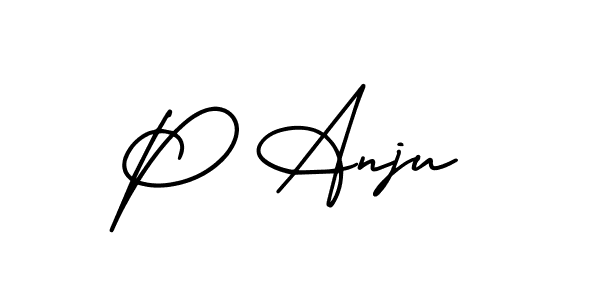 This is the best signature style for the P Anju name. Also you like these signature font (AmerikaSignatureDemo-Regular). Mix name signature. P Anju signature style 3 images and pictures png