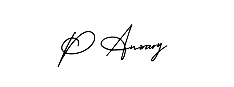Design your own signature with our free online signature maker. With this signature software, you can create a handwritten (AmerikaSignatureDemo-Regular) signature for name P Ansary. P Ansary signature style 3 images and pictures png