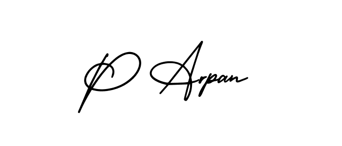 The best way (AmerikaSignatureDemo-Regular) to make a short signature is to pick only two or three words in your name. The name P Arpan include a total of six letters. For converting this name. P Arpan signature style 3 images and pictures png