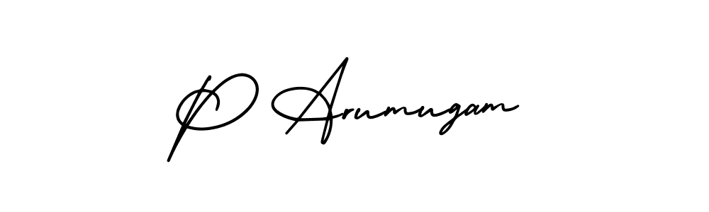 Use a signature maker to create a handwritten signature online. With this signature software, you can design (AmerikaSignatureDemo-Regular) your own signature for name P Arumugam. P Arumugam signature style 3 images and pictures png