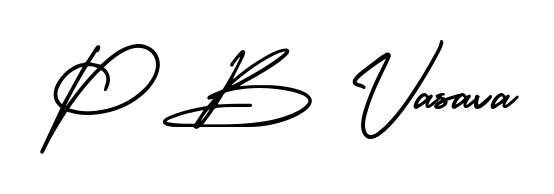 Get inspired by this graceful AmerikaSignatureDemo-Regular signature style for name P B Vasava. Smooth loops and balanced proportions for everyday use. P B Vasava signature style 3 images and pictures png