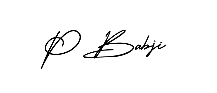 You should practise on your own different ways (AmerikaSignatureDemo-Regular) to write your name (P Babji) in signature. don't let someone else do it for you. P Babji signature style 3 images and pictures png