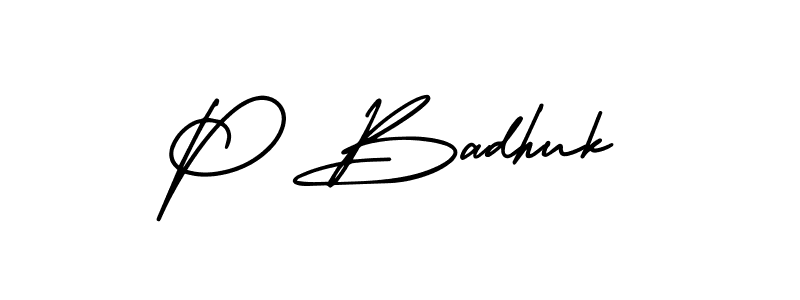 Create a beautiful signature design for name P Badhuk. With this signature (AmerikaSignatureDemo-Regular) fonts, you can make a handwritten signature for free. P Badhuk signature style 3 images and pictures png