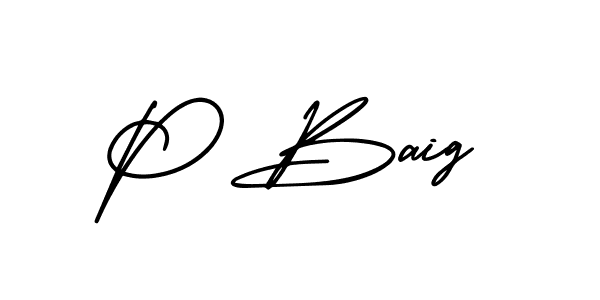 Similarly AmerikaSignatureDemo-Regular is the best handwritten signature design. Signature creator online .You can use it as an online autograph creator for name P Baig. P Baig signature style 3 images and pictures png