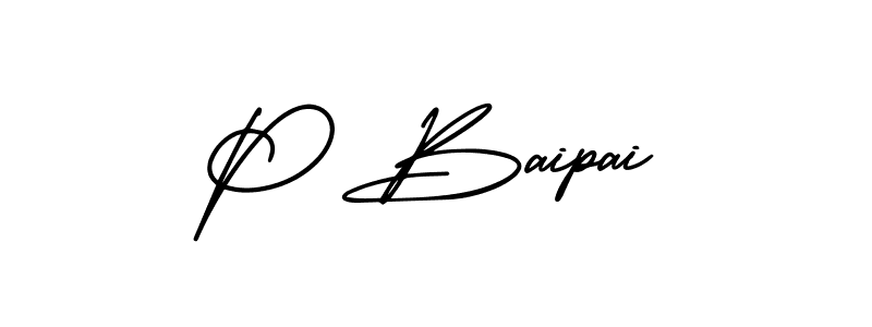 The best way (AmerikaSignatureDemo-Regular) to make a short signature is to pick only two or three words in your name. The name P Baipai include a total of six letters. For converting this name. P Baipai signature style 3 images and pictures png