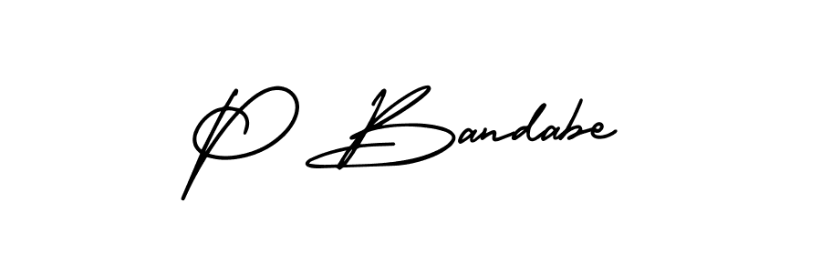 Design your own signature with our free online signature maker. With this signature software, you can create a handwritten (AmerikaSignatureDemo-Regular) signature for name P Bandabe. P Bandabe signature style 3 images and pictures png