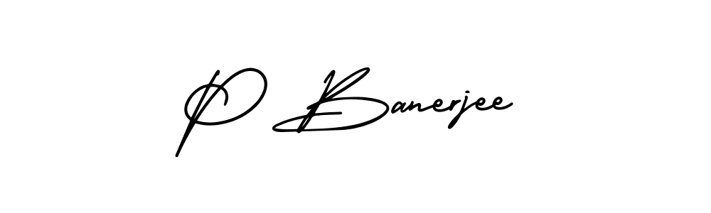 How to make P Banerjee name signature. Use AmerikaSignatureDemo-Regular style for creating short signs online. This is the latest handwritten sign. P Banerjee signature style 3 images and pictures png