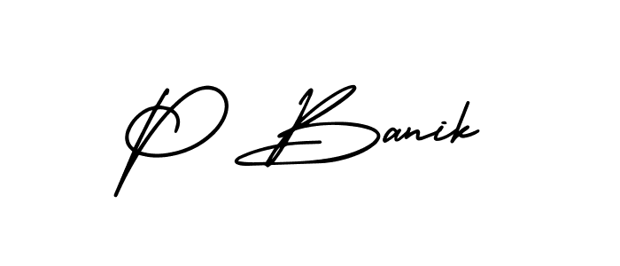 Create a beautiful signature design for name P Banik. With this signature (AmerikaSignatureDemo-Regular) fonts, you can make a handwritten signature for free. P Banik signature style 3 images and pictures png