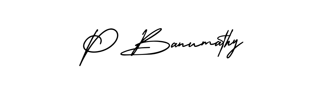 Make a beautiful signature design for name P Banumathy. With this signature (AmerikaSignatureDemo-Regular) style, you can create a handwritten signature for free. P Banumathy signature style 3 images and pictures png