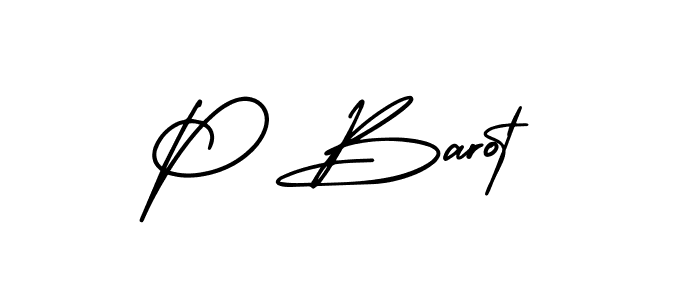 How to make P Barot name signature. Use AmerikaSignatureDemo-Regular style for creating short signs online. This is the latest handwritten sign. P Barot signature style 3 images and pictures png