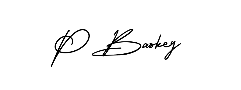Use a signature maker to create a handwritten signature online. With this signature software, you can design (AmerikaSignatureDemo-Regular) your own signature for name P Baskey. P Baskey signature style 3 images and pictures png