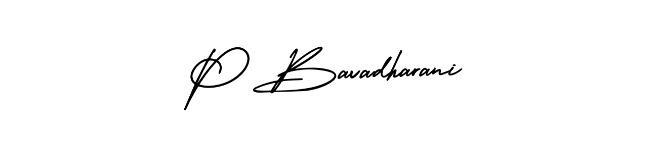 How to make P Bavadharani name signature. Use AmerikaSignatureDemo-Regular style for creating short signs online. This is the latest handwritten sign. P Bavadharani signature style 3 images and pictures png