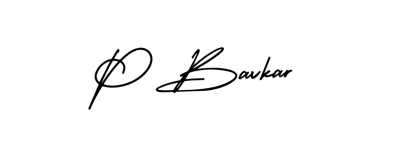 How to make P Bavkar name signature. Use AmerikaSignatureDemo-Regular style for creating short signs online. This is the latest handwritten sign. P Bavkar signature style 3 images and pictures png