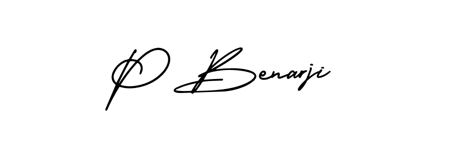 P Benarji stylish signature style. Best Handwritten Sign (AmerikaSignatureDemo-Regular) for my name. Handwritten Signature Collection Ideas for my name P Benarji. P Benarji signature style 3 images and pictures png