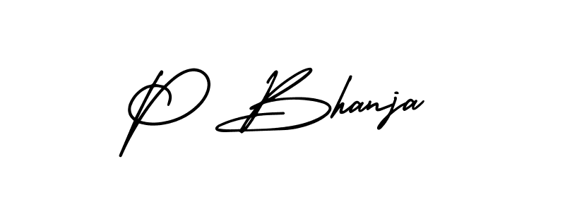 The best way (AmerikaSignatureDemo-Regular) to make a short signature is to pick only two or three words in your name. The name P Bhanja include a total of six letters. For converting this name. P Bhanja signature style 3 images and pictures png