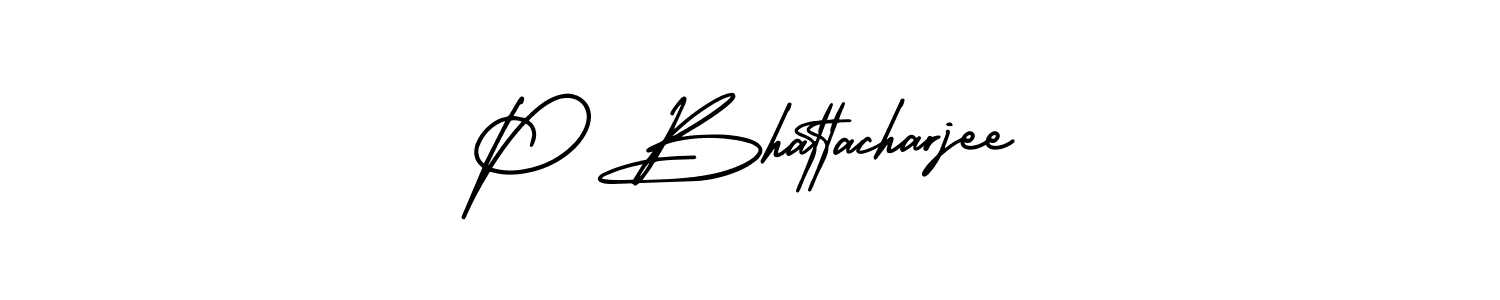 Design your own signature with our free online signature maker. With this signature software, you can create a handwritten (AmerikaSignatureDemo-Regular) signature for name P Bhattacharjee. P Bhattacharjee signature style 3 images and pictures png