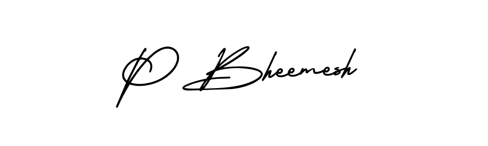 P Bheemesh stylish signature style. Best Handwritten Sign (AmerikaSignatureDemo-Regular) for my name. Handwritten Signature Collection Ideas for my name P Bheemesh. P Bheemesh signature style 3 images and pictures png