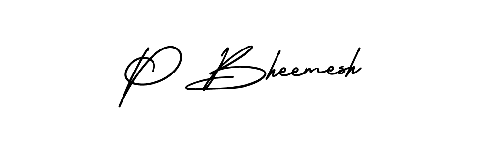 P Bheemesh stylish signature style. Best Handwritten Sign (AmerikaSignatureDemo-Regular) for my name. Handwritten Signature Collection Ideas for my name P Bheemesh. P Bheemesh signature style 3 images and pictures png