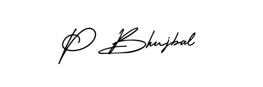 The best way (AmerikaSignatureDemo-Regular) to make a short signature is to pick only two or three words in your name. The name P Bhujbal include a total of six letters. For converting this name. P Bhujbal signature style 3 images and pictures png