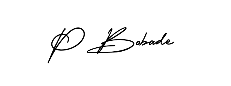 if you are searching for the best signature style for your name P Bobade. so please give up your signature search. here we have designed multiple signature styles  using AmerikaSignatureDemo-Regular. P Bobade signature style 3 images and pictures png