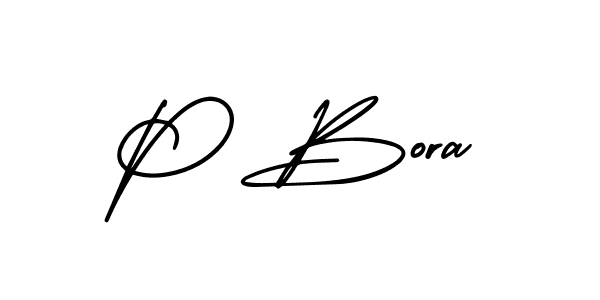 The best way (AmerikaSignatureDemo-Regular) to make a short signature is to pick only two or three words in your name. The name P Bora include a total of six letters. For converting this name. P Bora signature style 3 images and pictures png