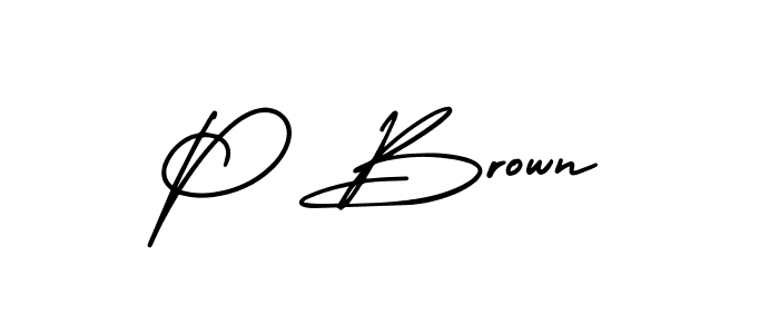 Design your own signature with our free online signature maker. With this signature software, you can create a handwritten (AmerikaSignatureDemo-Regular) signature for name P Brown. P Brown signature style 3 images and pictures png