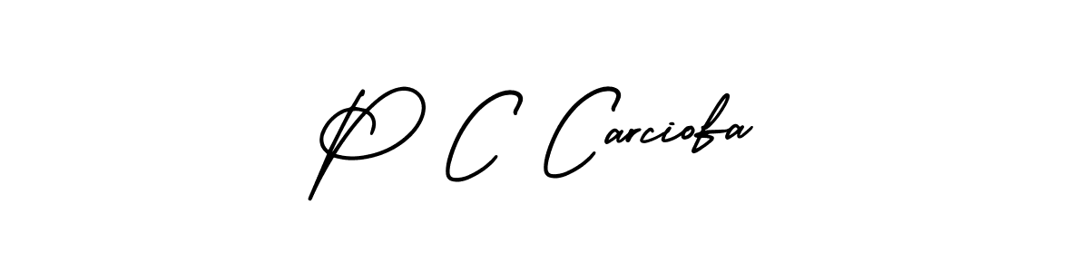 P C Carciofa stylish signature style. Best Handwritten Sign (AmerikaSignatureDemo-Regular) for my name. Handwritten Signature Collection Ideas for my name P C Carciofa. P C Carciofa signature style 3 images and pictures png