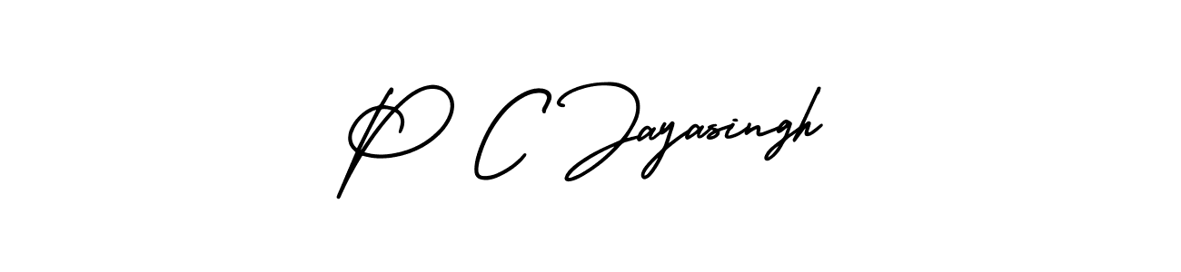The best way (AmerikaSignatureDemo-Regular) to make a short signature is to pick only two or three words in your name. The name P C Jayasingh include a total of six letters. For converting this name. P C Jayasingh signature style 3 images and pictures png