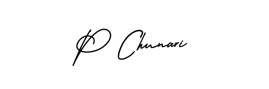 Use a signature maker to create a handwritten signature online. With this signature software, you can design (AmerikaSignatureDemo-Regular) your own signature for name P Chunari. P Chunari signature style 3 images and pictures png