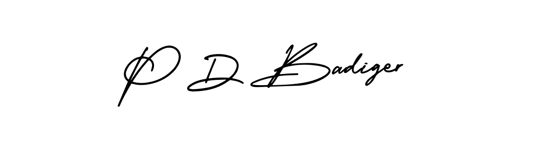 Create a beautiful signature design for name P D Badiger. With this signature (AmerikaSignatureDemo-Regular) fonts, you can make a handwritten signature for free. P D Badiger signature style 3 images and pictures png