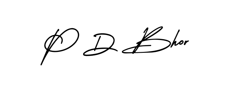 P D Bhor stylish signature style. Best Handwritten Sign (AmerikaSignatureDemo-Regular) for my name. Handwritten Signature Collection Ideas for my name P D Bhor. P D Bhor signature style 3 images and pictures png